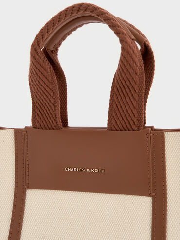 Mini Shalia Canvas Tote Bag, Beige Canvas, hi-res