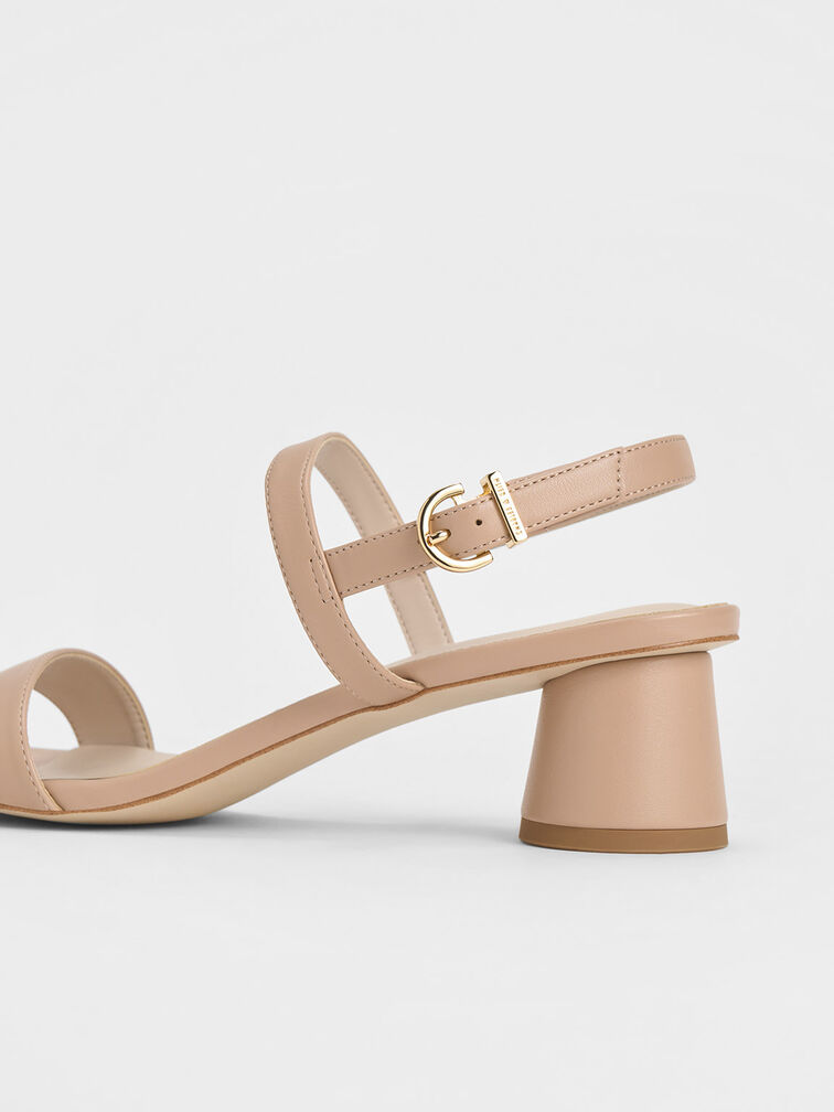 Nude Cylindrical Heel Back Strap Sandals - CHARLES & KEITH CA