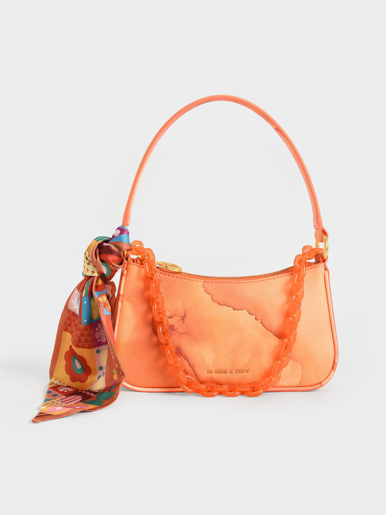 Alcott Scarf Chain-Link Shoulder Bag, Pumpkin, hi-res