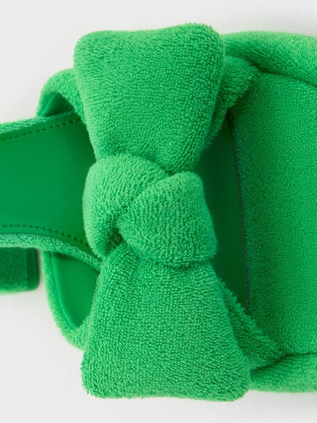 Loey 毛巾布蝴蝶結粗跟涼鞋, 綠色, hi-res