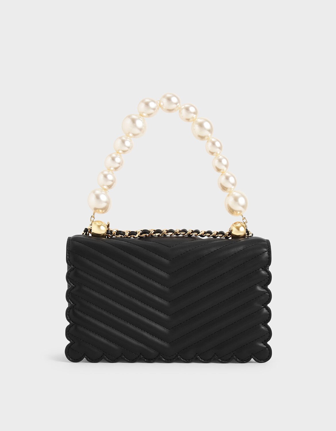 charles and keith textured chain handle bag