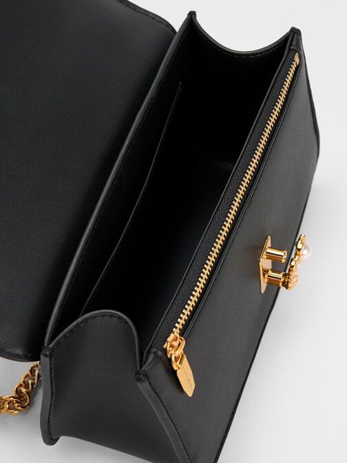 Merial Metallic Accent Crossbody Bag, Black, hi-res