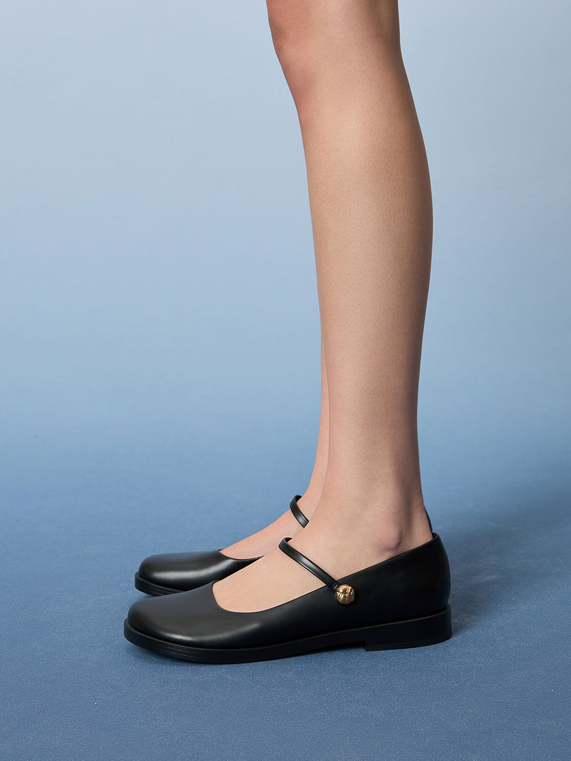 Metallic Accent Mary Janes, Black, hi-res