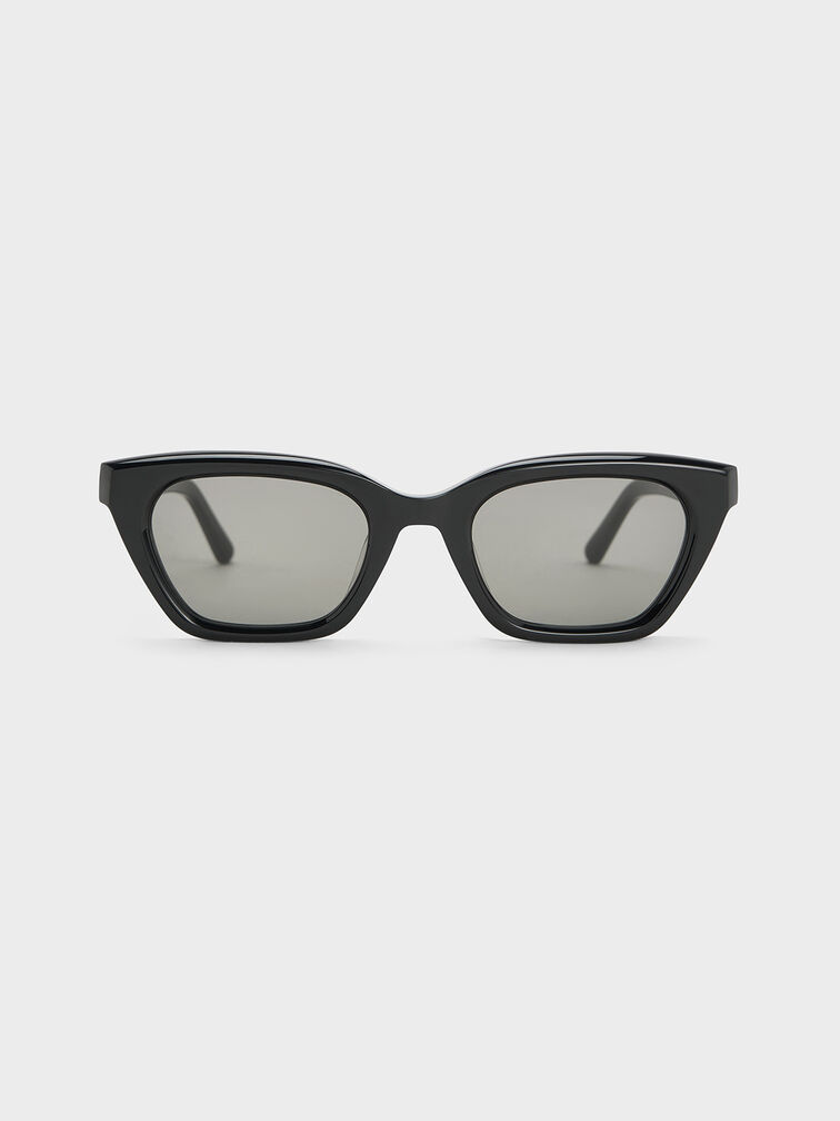 Vesta Angular Cat-Eye Sunglasses, Black, hi-res