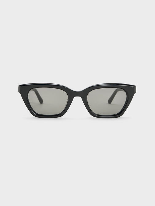 Vesta Angular Cat-Eye Sunglasses, Black, hi-res