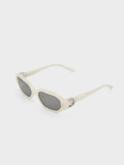 Gabine Recycled Acetate Oval Sunglasses, Pearl, hi-res