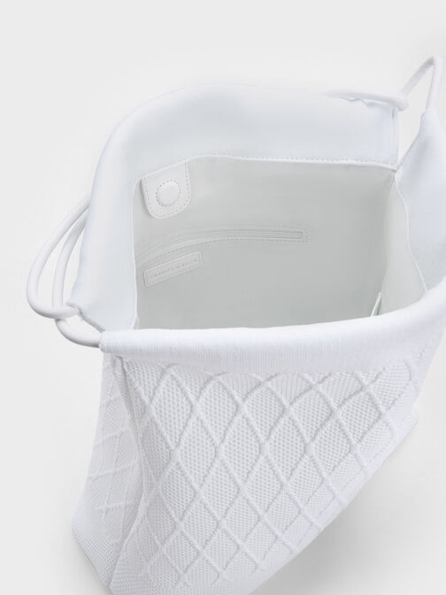 Genoa Bow-Tie Knitted Bag, White, hi-res