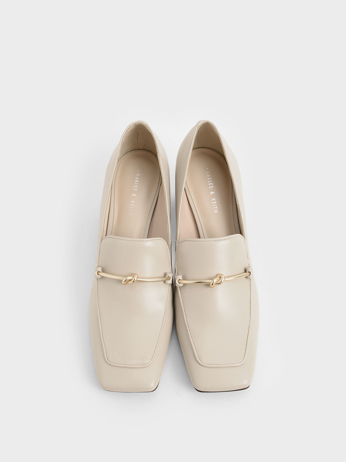 Metallic Accent Loafer Pumps, Chalk, hi-res