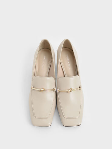 Metallic Accent Loafer Pumps, Chalk, hi-res