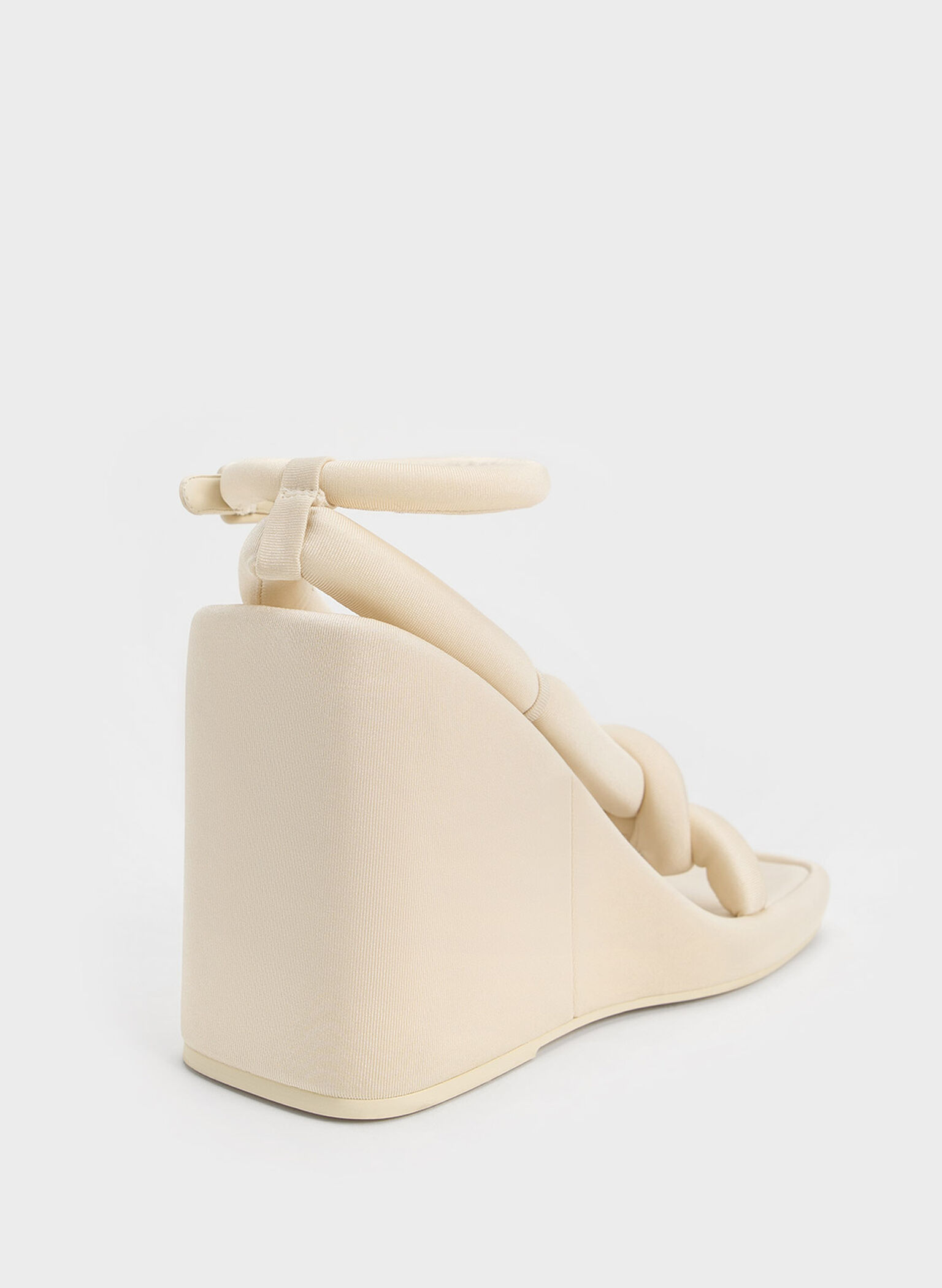 Zapatos de cuña Toni con tiras acolchadas y detalles de nudo, Blanco tiza, hi-res