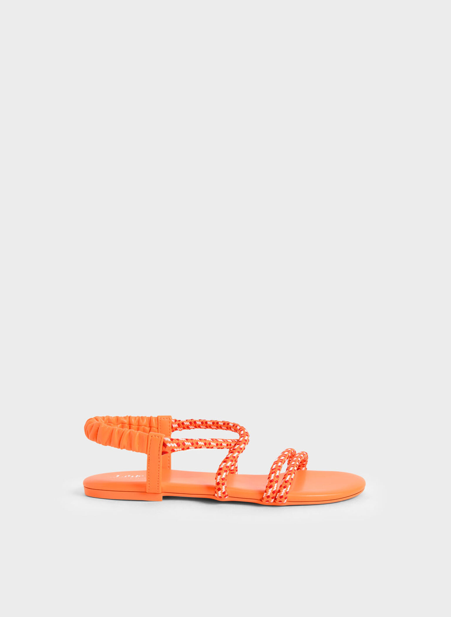 Girls' Printed-Rope Slingback Sandals, Orange, hi-res