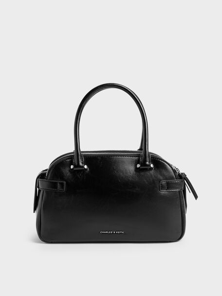 Nellie Heart-Charm Bowling Bag, Noir, hi-res