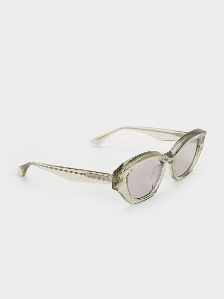 Onyx Recycled Acetate Cat-Eye Sunglasses, Grey, hi-res