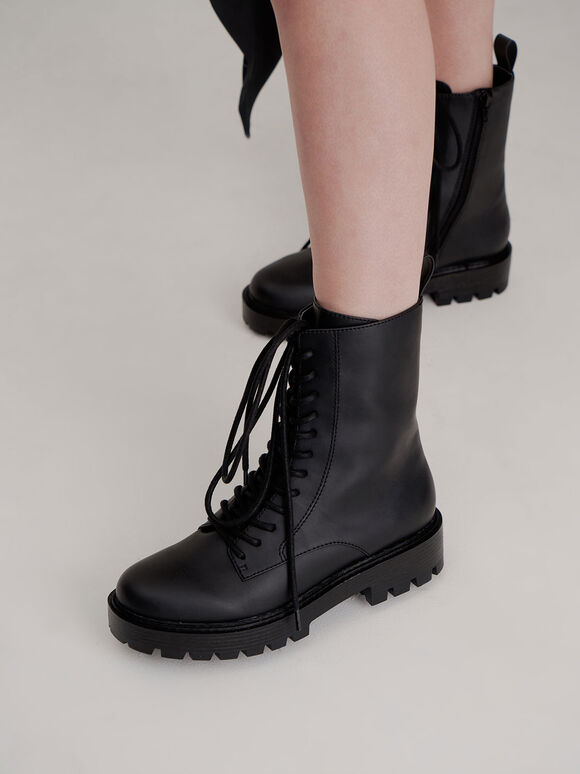 charles and keith lace up boots
