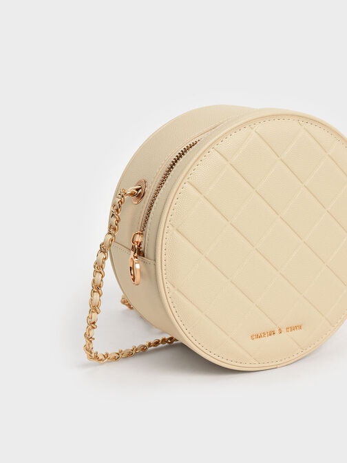 Kwan Quilted Circle Bag, Beige, hi-res