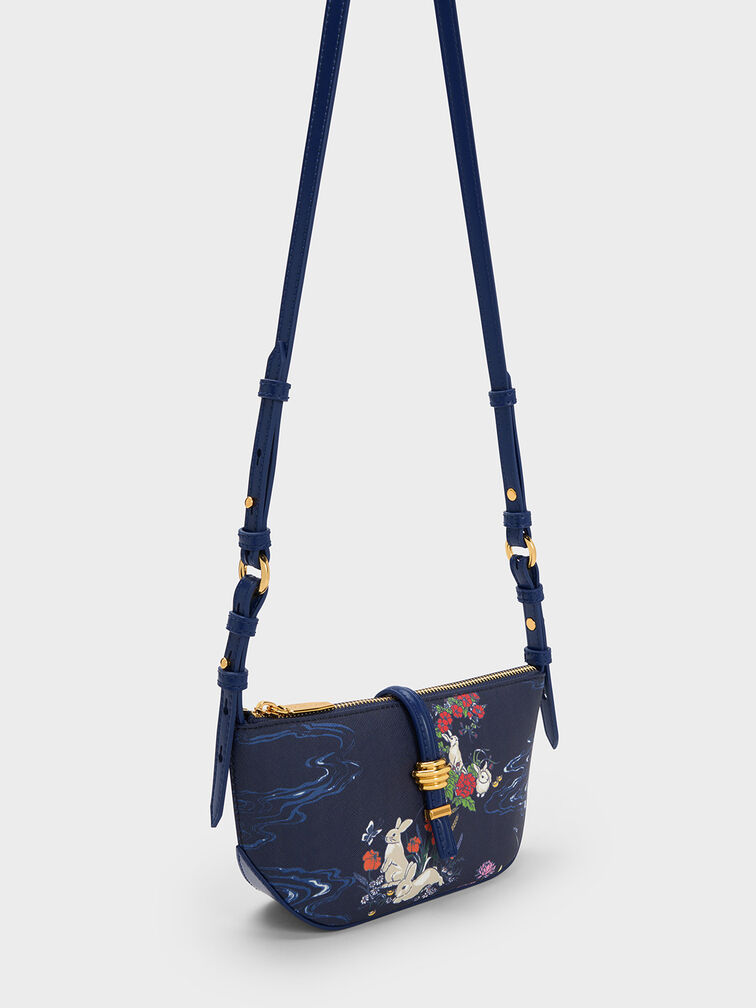 Navy Rabbit Illustrated Belted Bag - CHARLES & KEITH PH