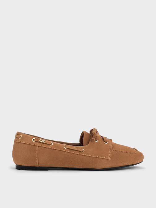 Kori Suede Boat Shoes, Cognac, hi-res