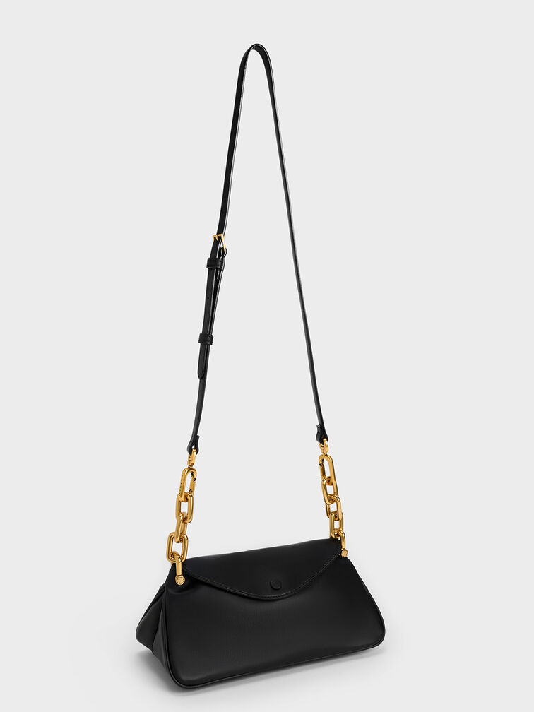 Black Cleona Braided Handle Hobo Bag - CHARLES & KEITH US