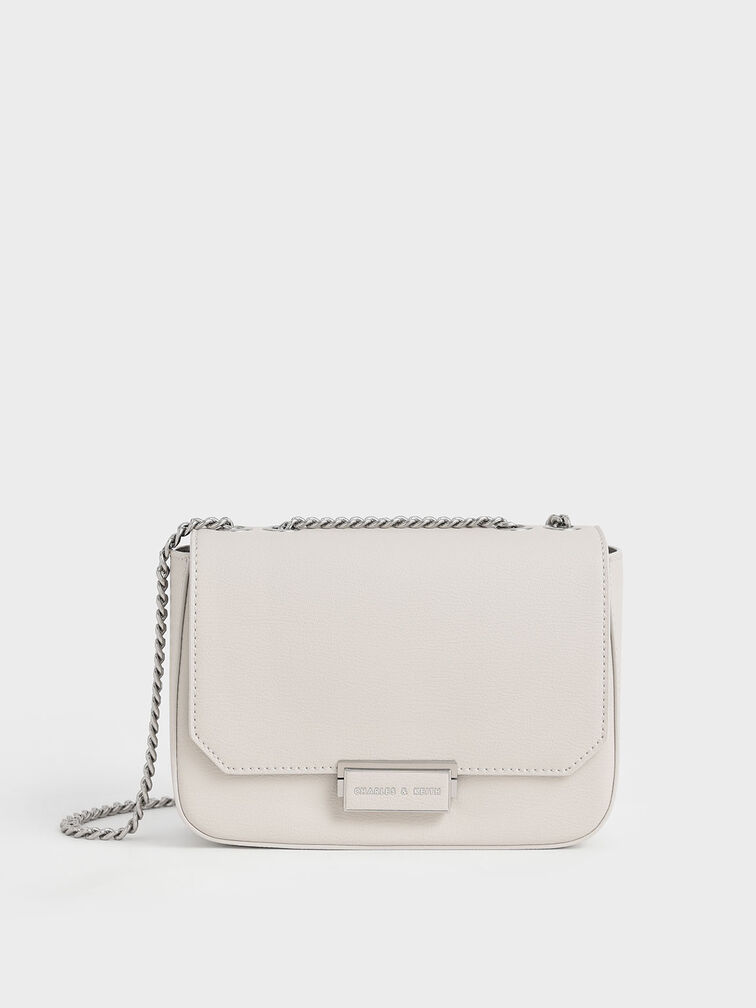 Light Grey Chain Strap Shoulder Bag - CHARLES & KEITH SG