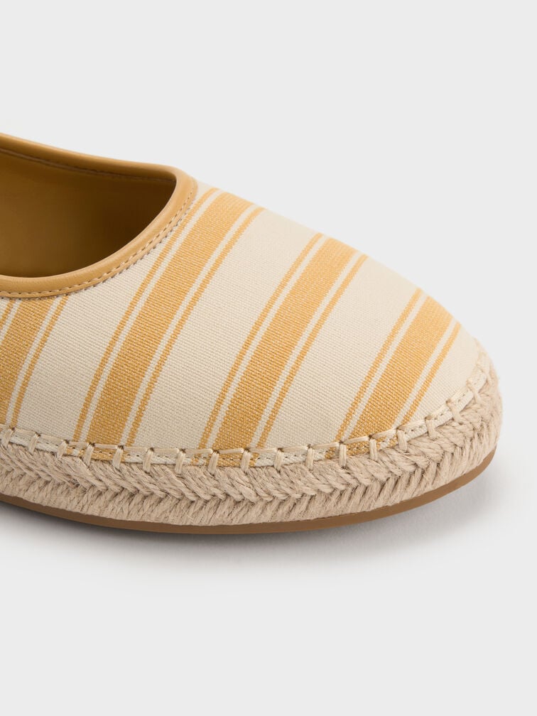 Striped Mary Jane Espadrille Mules, Yellow, hi-res
