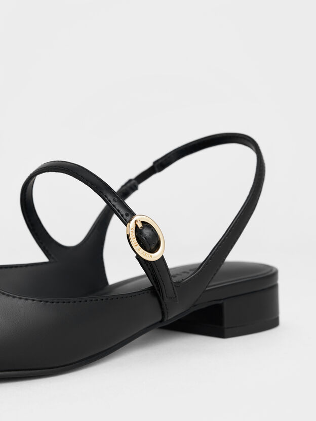 Zapatos planos Mary Jane con tira trasera, Negro, hi-res
