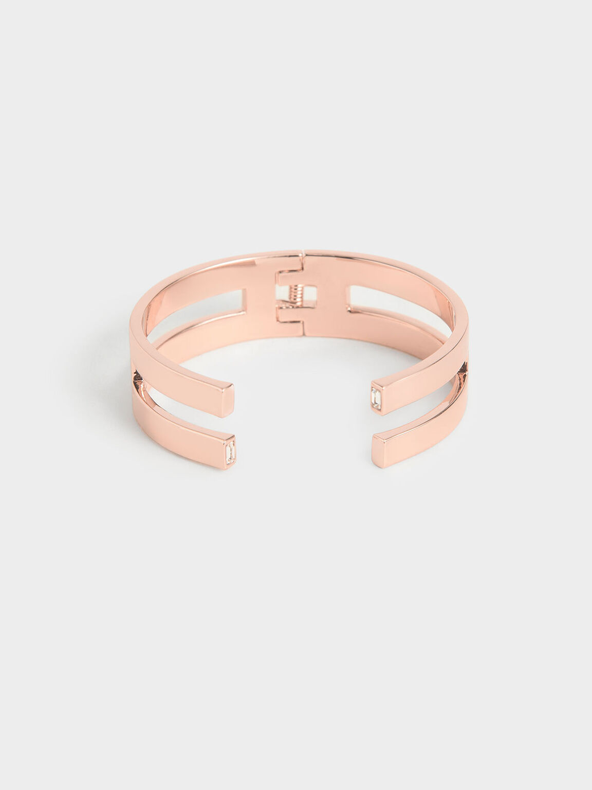Rose Gold Swarovski Crystal Double Cuff Bracelet Charles Keith Us