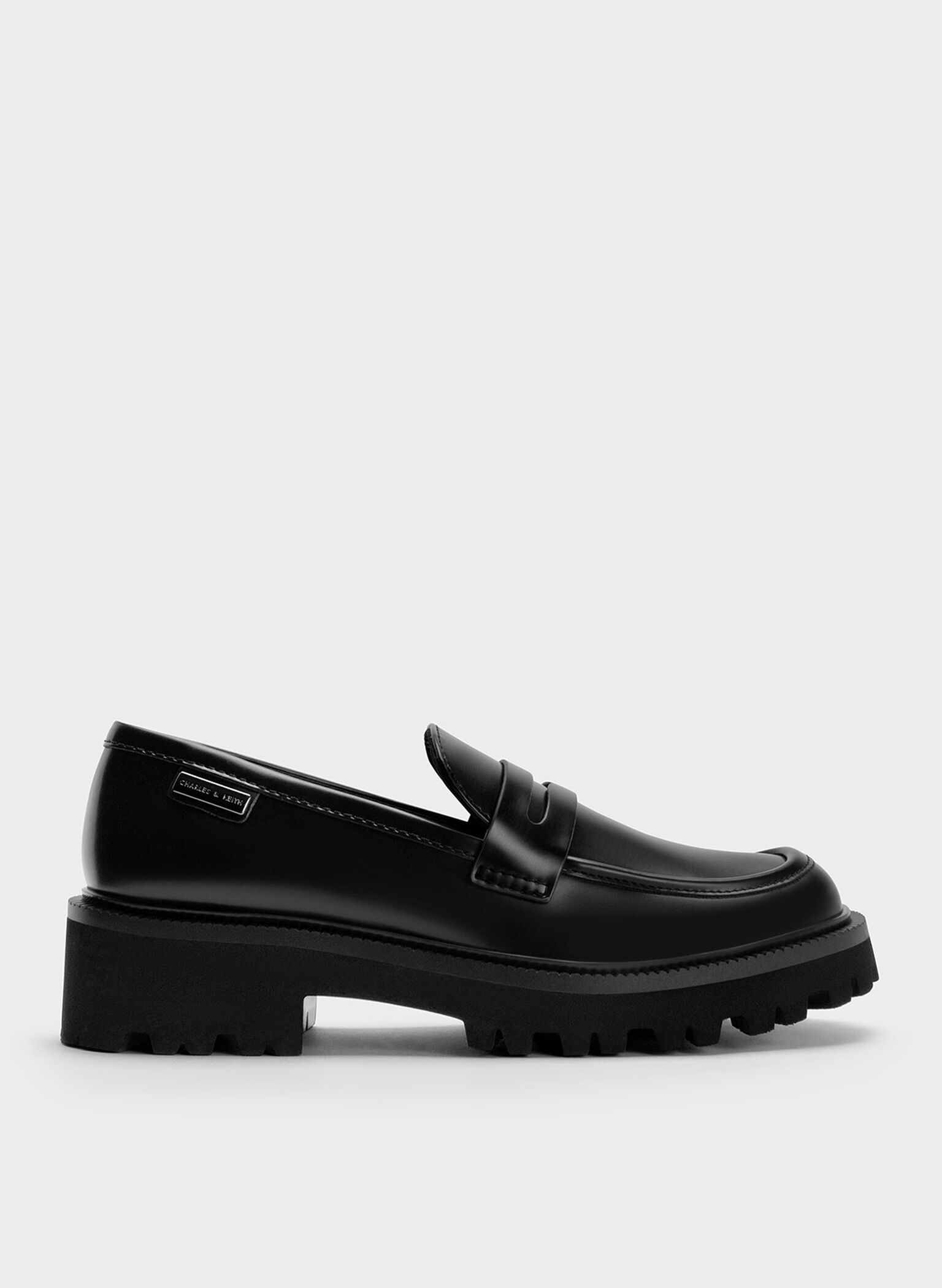 Covered Ridge-Sole Loafers, Black Box, hi-res