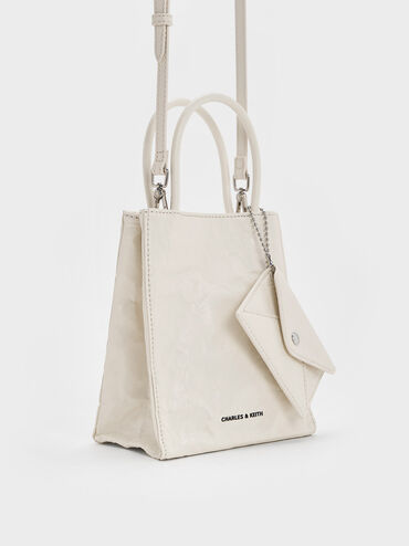 Matina Crinkle-Effect Elongated Tote Bag, Cream, hi-res