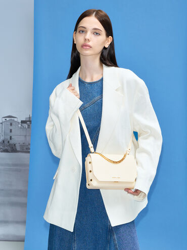 Clea Chain-Handle Bag, Cream, hi-res