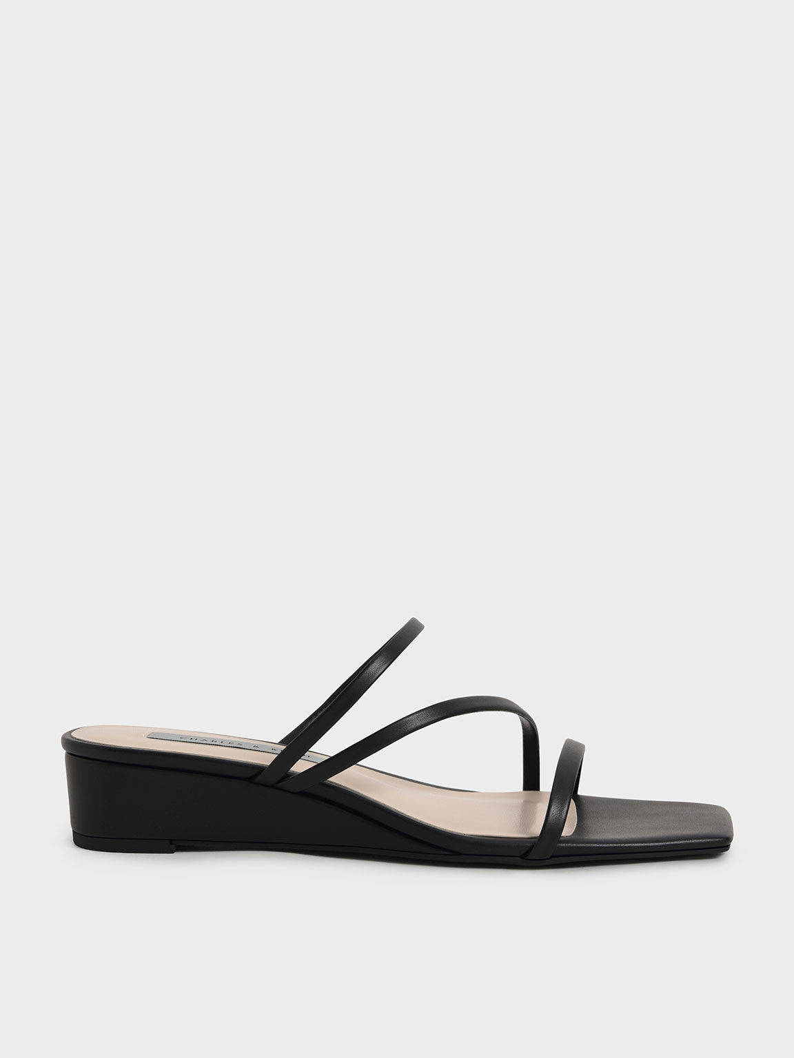 Black Strappy Wedge Mules - CHARLES & KEITH US