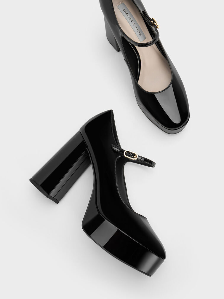 Jemma Patent Platform Mary Jane Pumps, Black Patent, hi-res