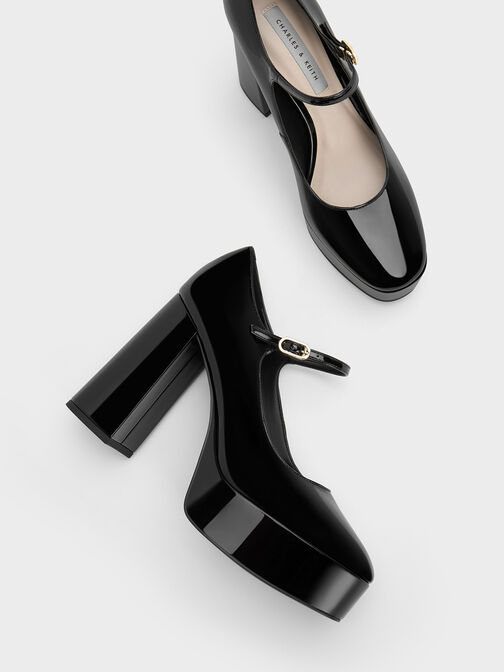 Jemma Patent Platform Mary Jane Pumps, Black Patent, hi-res