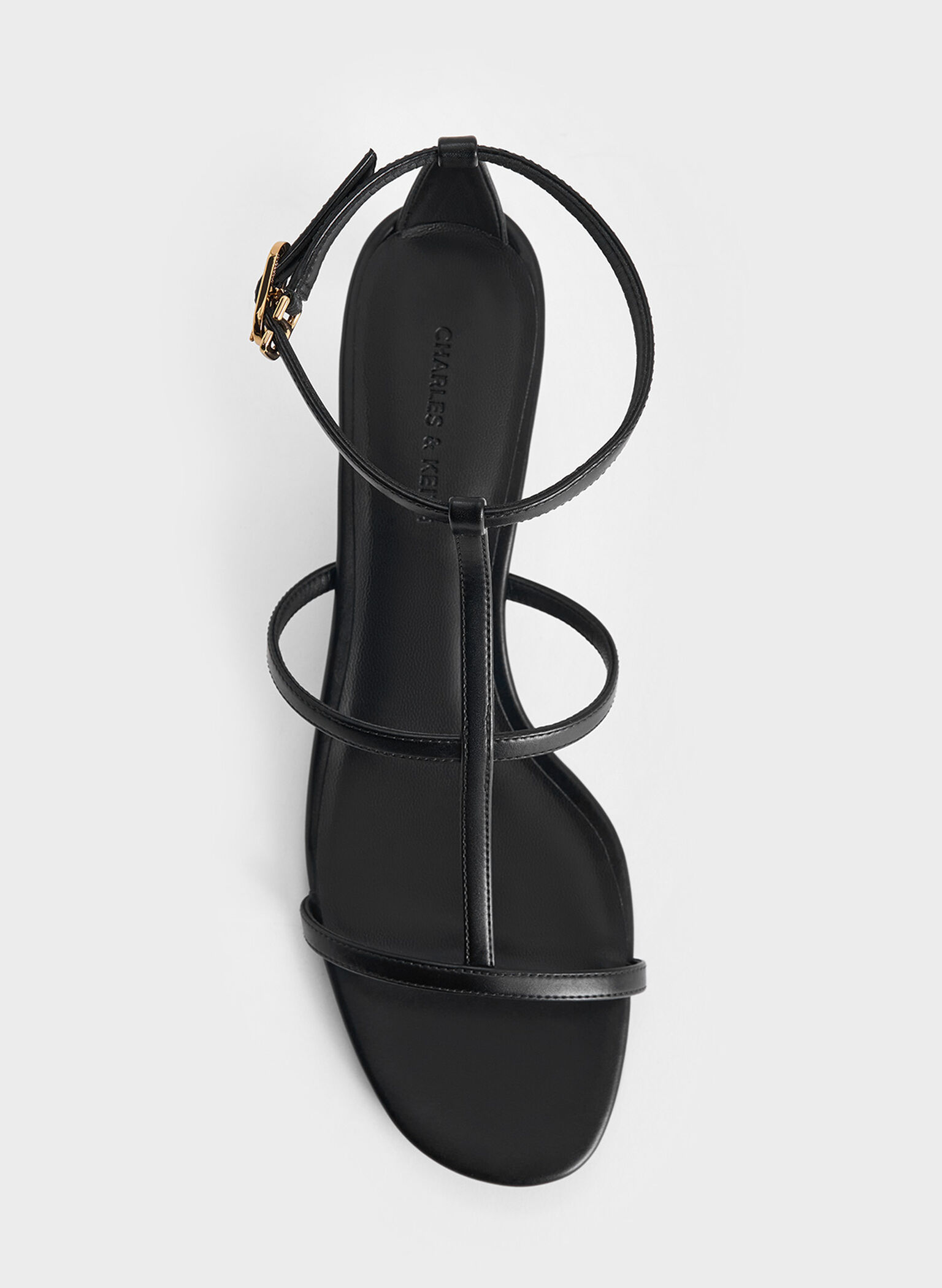 T-Bar Kitten-Heel Ankle-Strap Sandals, Black, hi-res