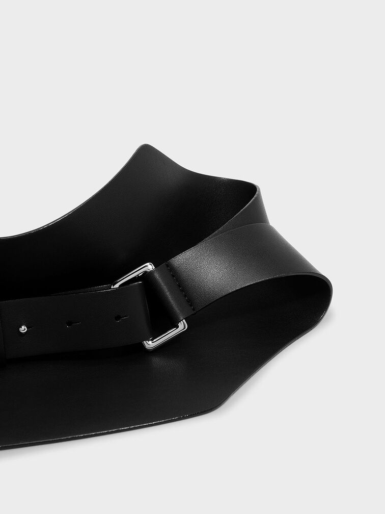Wide Waist Belt, Black, hi-res