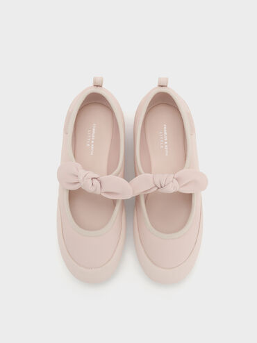 Girls' Faux Suede Mary Jane Flats, Pink, hi-res