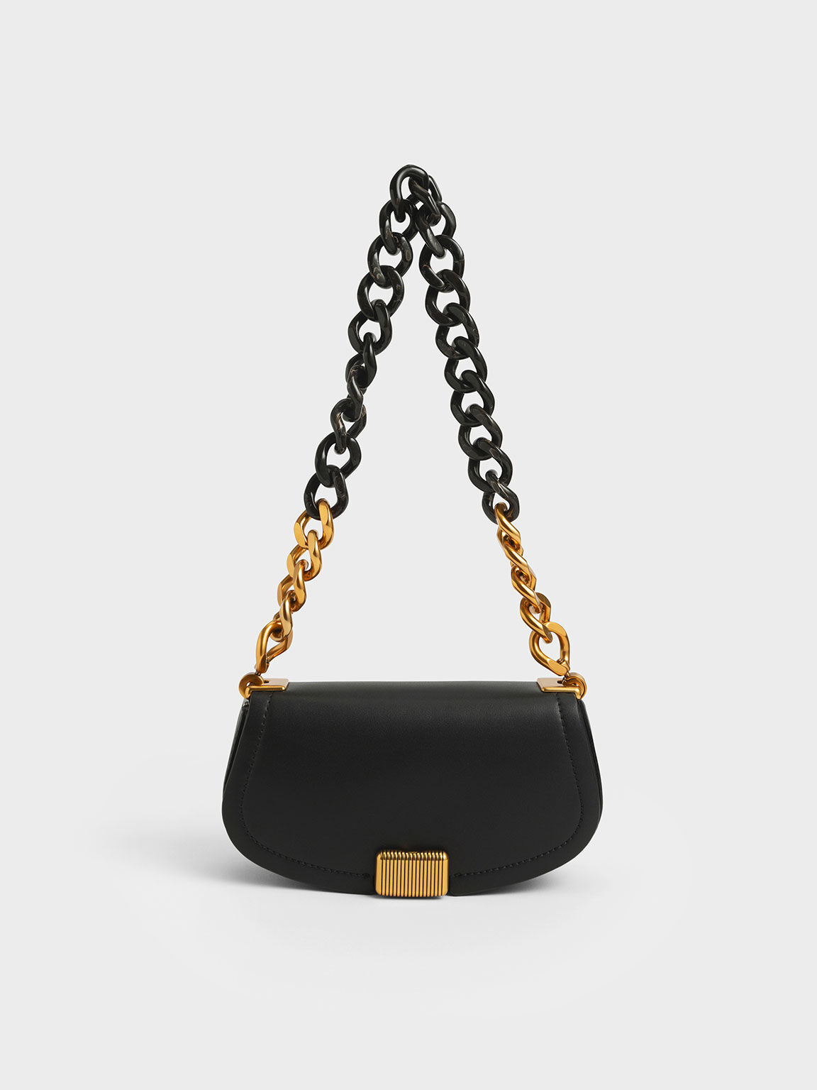 Sonnet Two-Tone Chain Handle Shoulder Bag, Black, hi-res