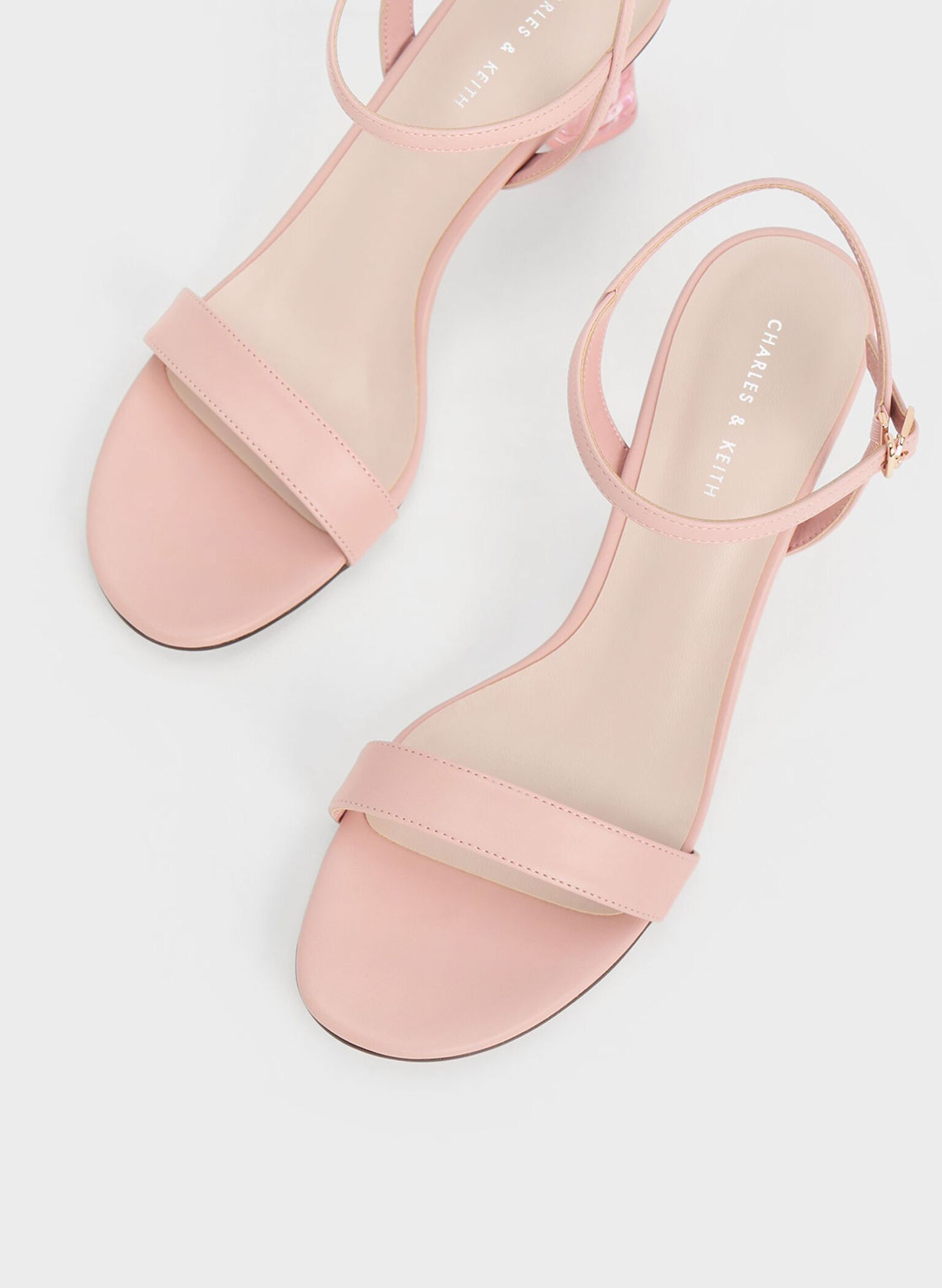 Blush Clear Trapeze Heel Sandals - CHARLES & KEITH US