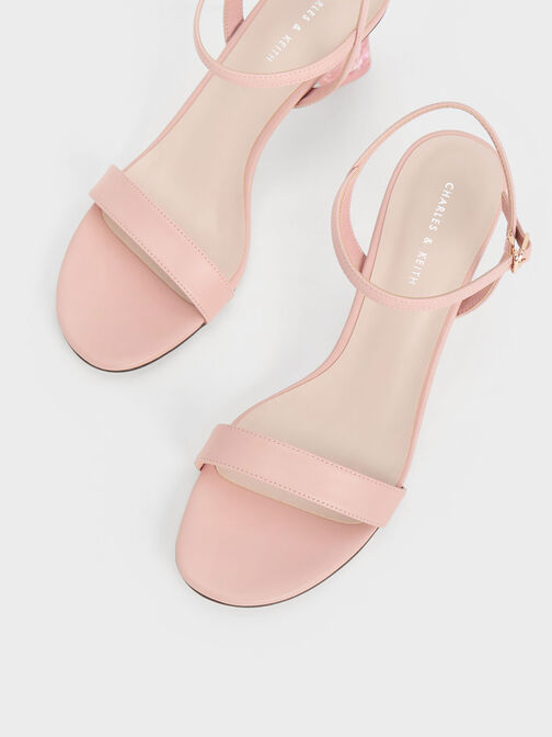 Clear Trapeze Heel Sandals, Blush, hi-res