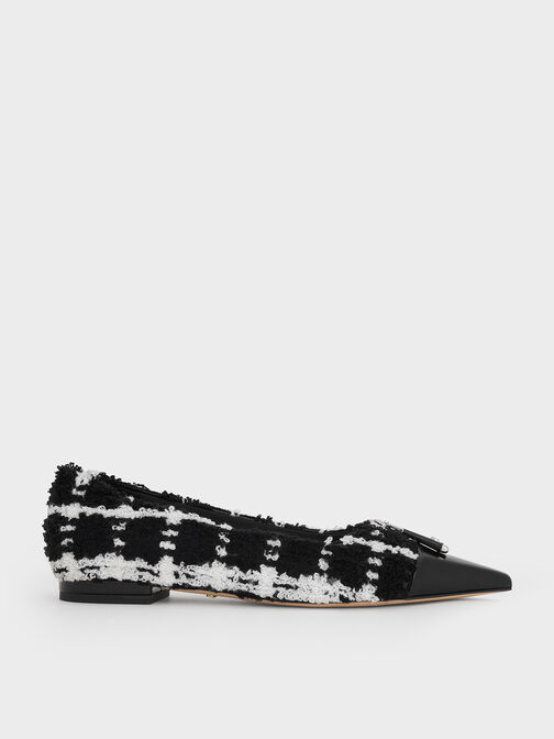 Nina Tweed & Leather Pointed Cap-Toe Flats, Multi, hi-res