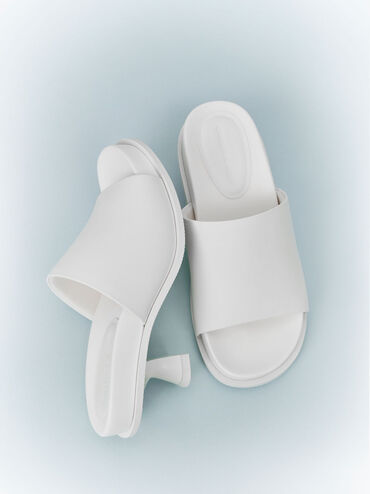 Clio Slant Heel Mules, White, hi-res