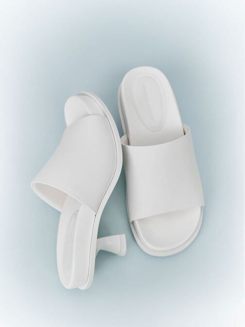 Clio Slant Heel Mules, White, hi-res