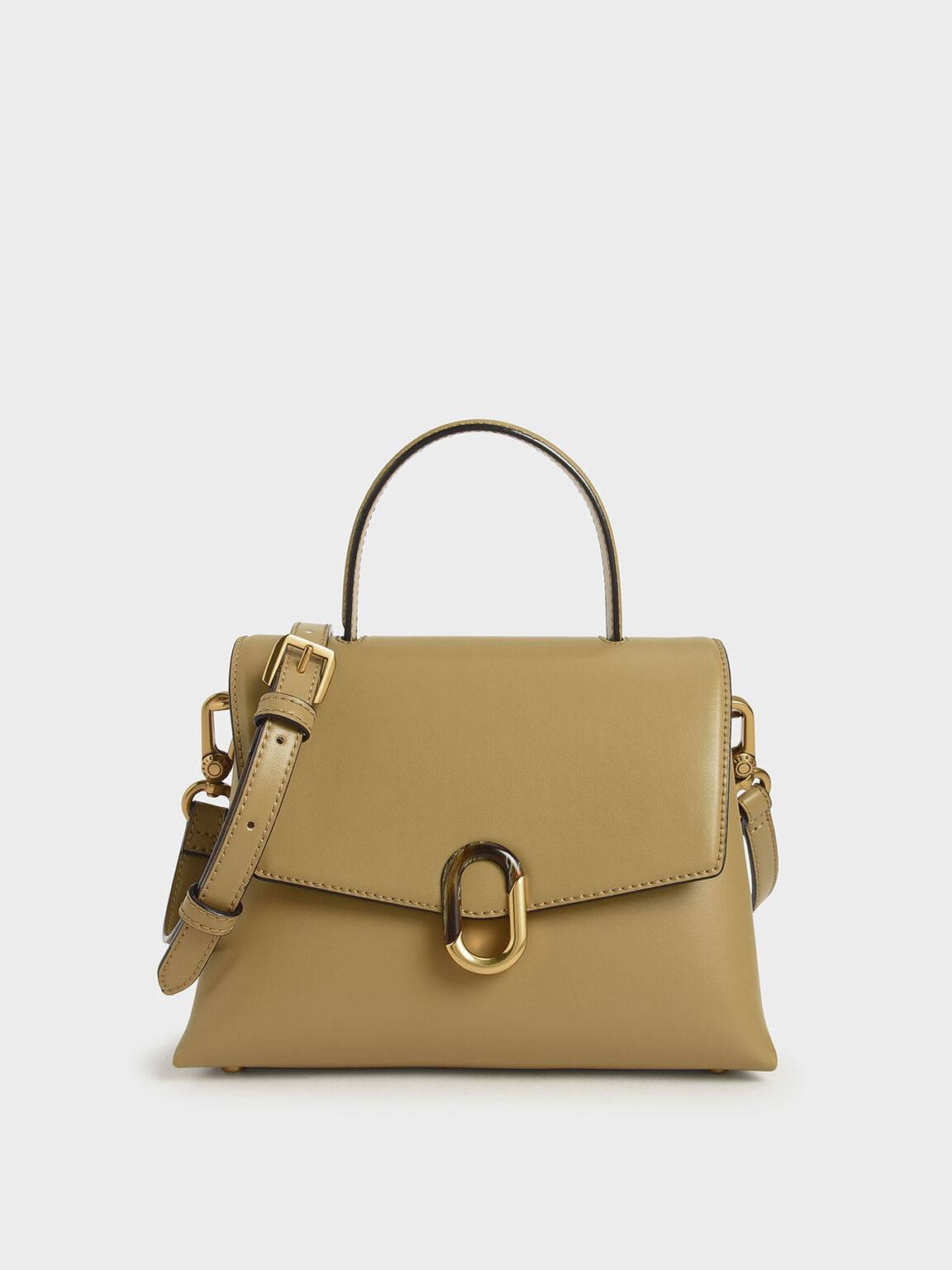 Khaki Stone-Embellished Handbag | CHARLES & KEITH US