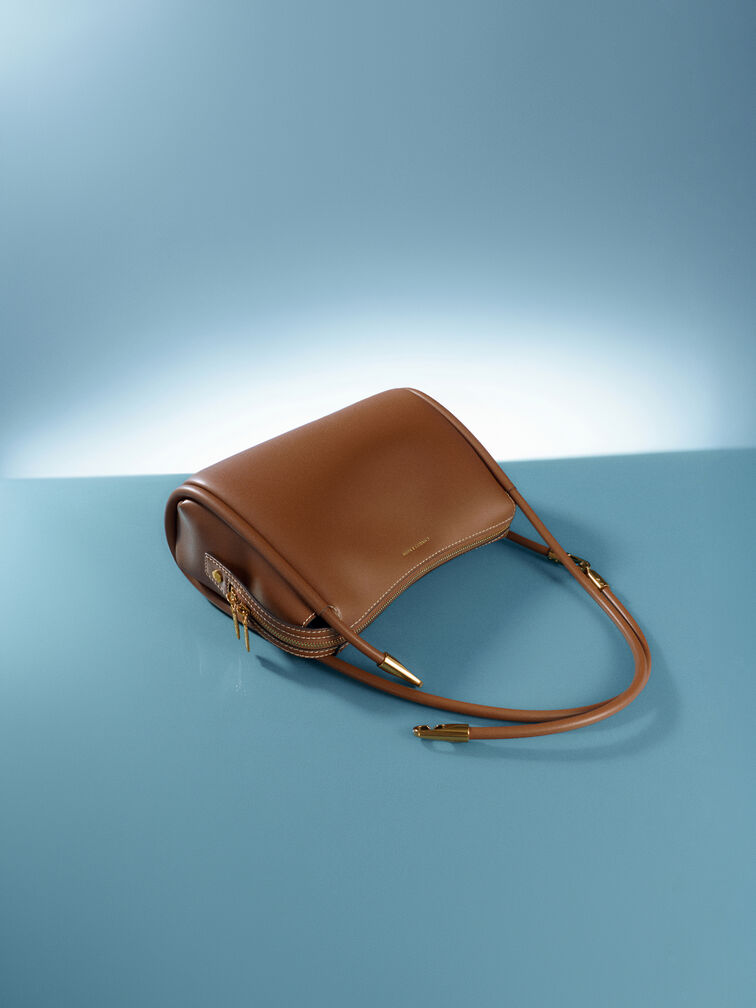 Lyla Tubular Slouchy Shoulder Bag, Chocolate, hi-res