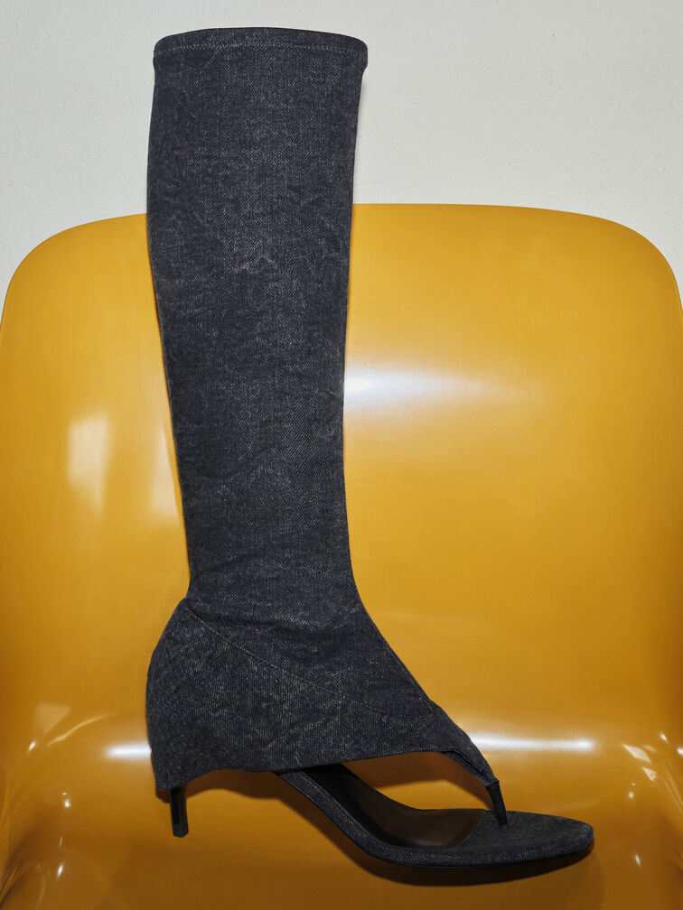 Botas thong Aether de denim, Azul oscuro, hi-res
