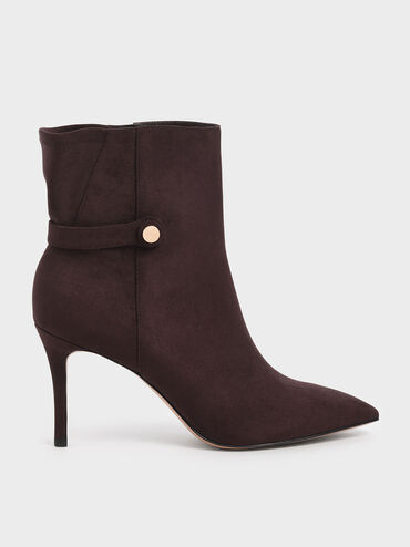 Textured Stiletto Heel Ankle Boots, Burgundy, hi-res