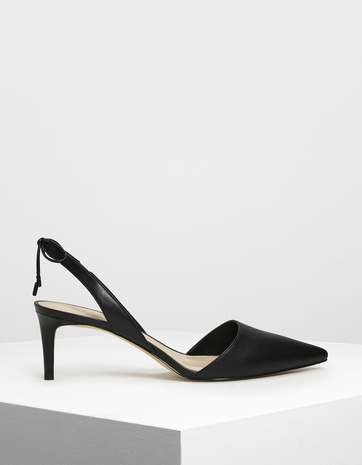 Black Tie Back Slingback Heels 