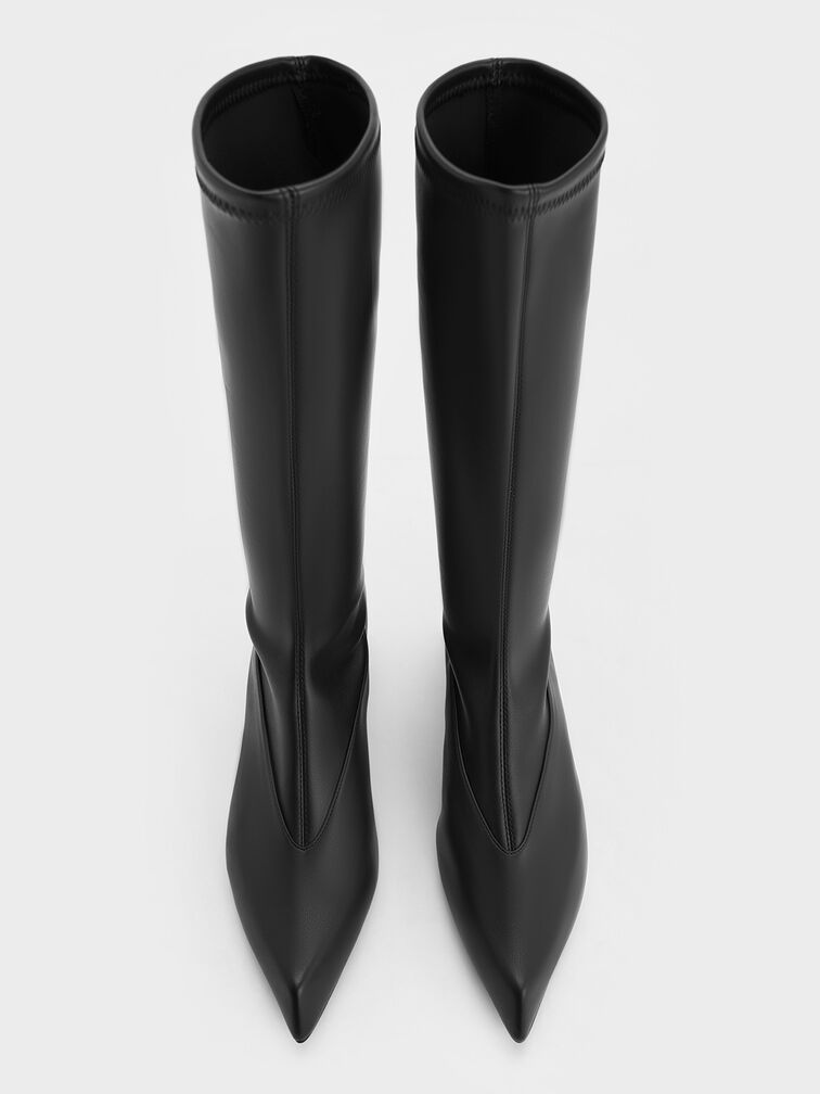 Lorde Blade-Heel Pointed-Toe Calf Boots, Black, hi-res
