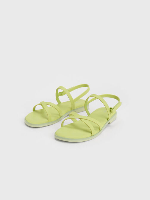 Girls' Crossover Backstrap Sandals, Lime, hi-res