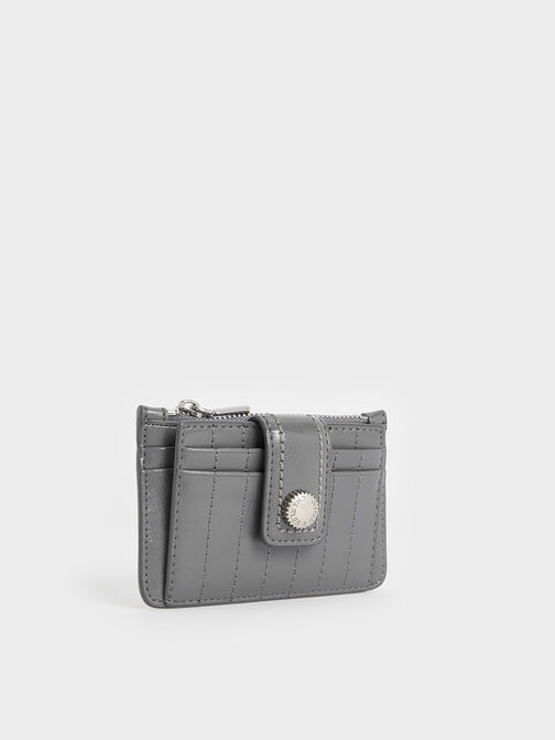 Donna Crinkle-Effect Panelled Card Holder, Grey, hi-res