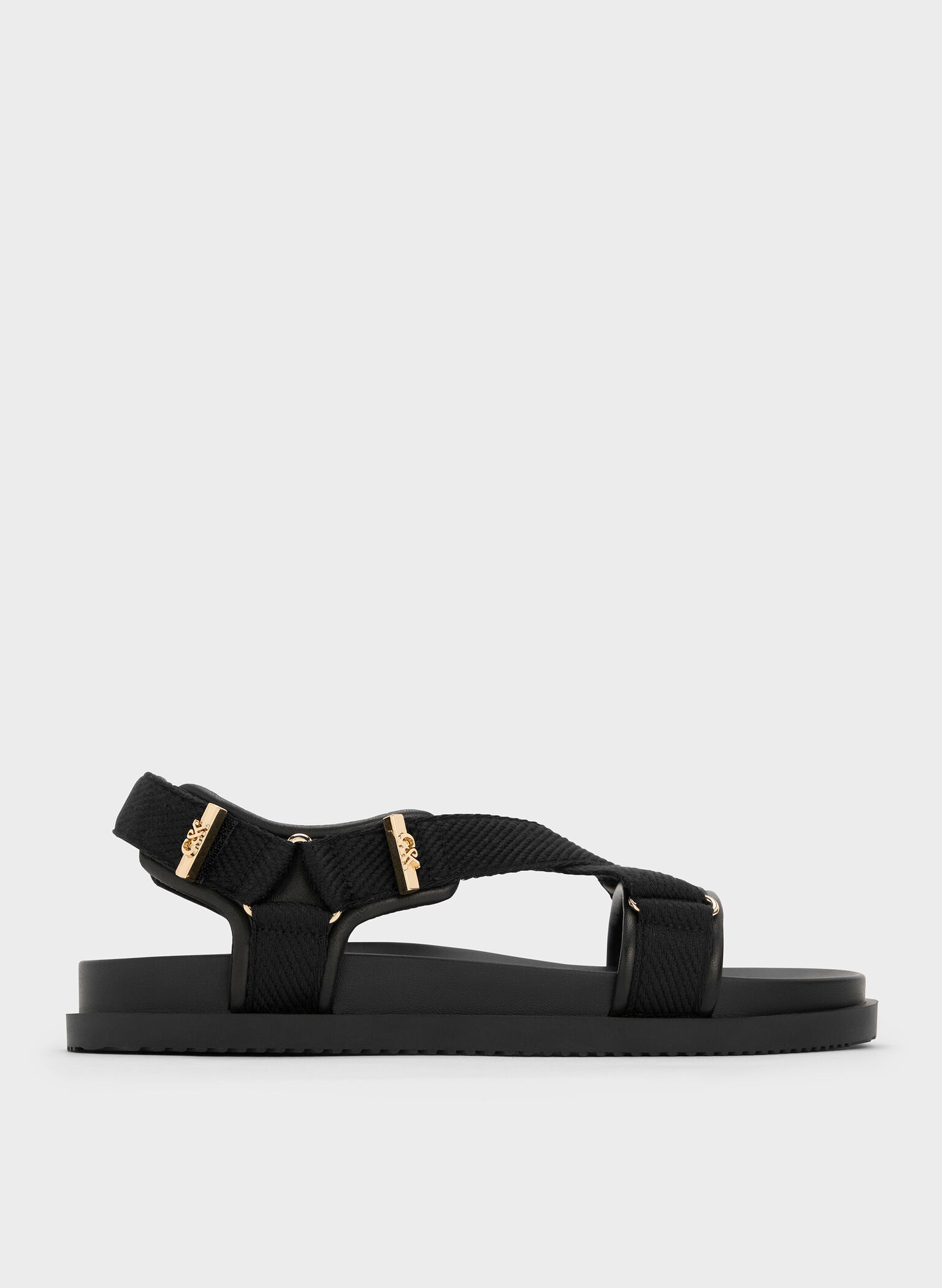 Granta Leather & Fabric Crossover Sports Sandals, Black, hi-res